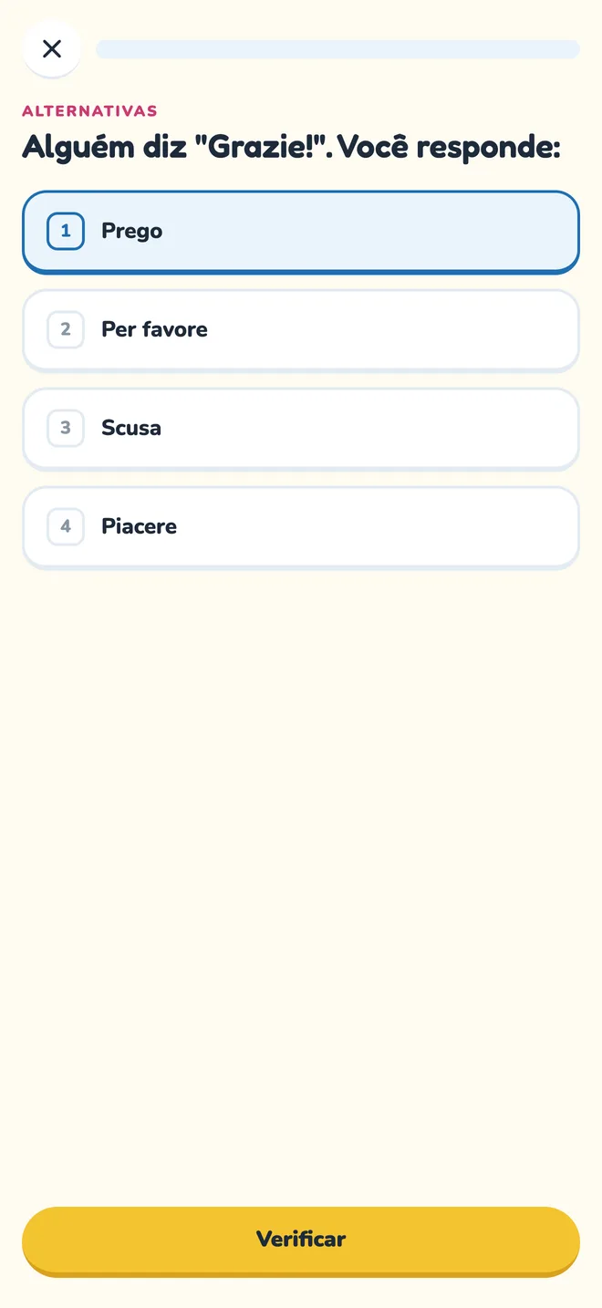 Exercício de alternativas do app